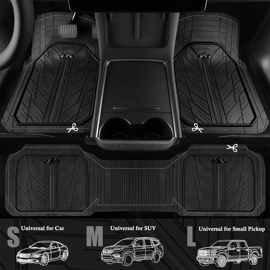 Heavy Duty Rubber Car Floor Mats All Weather Universal Fit