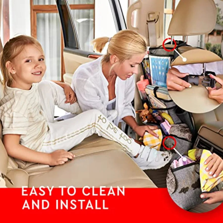 Backseat Car Organizer Kick Mats With Touch Screen Tablet Holder
