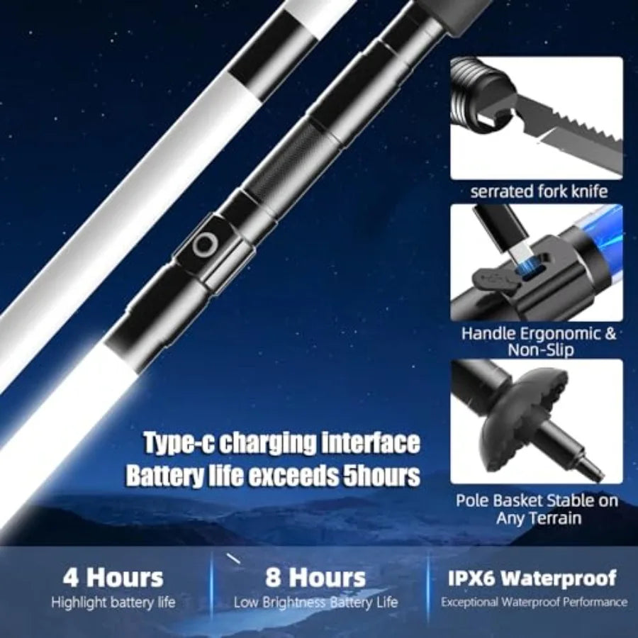 LED Walking Stick With Light 12 In 1 Trekking Pole