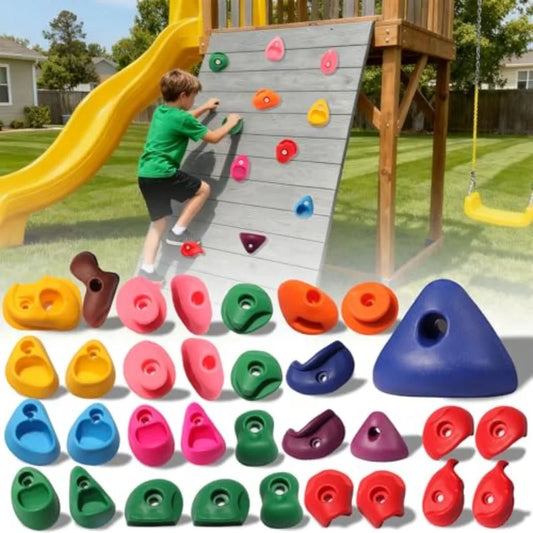 Rock Climbing Holds Set 32 Pieces For Indoor Outdoor Walls