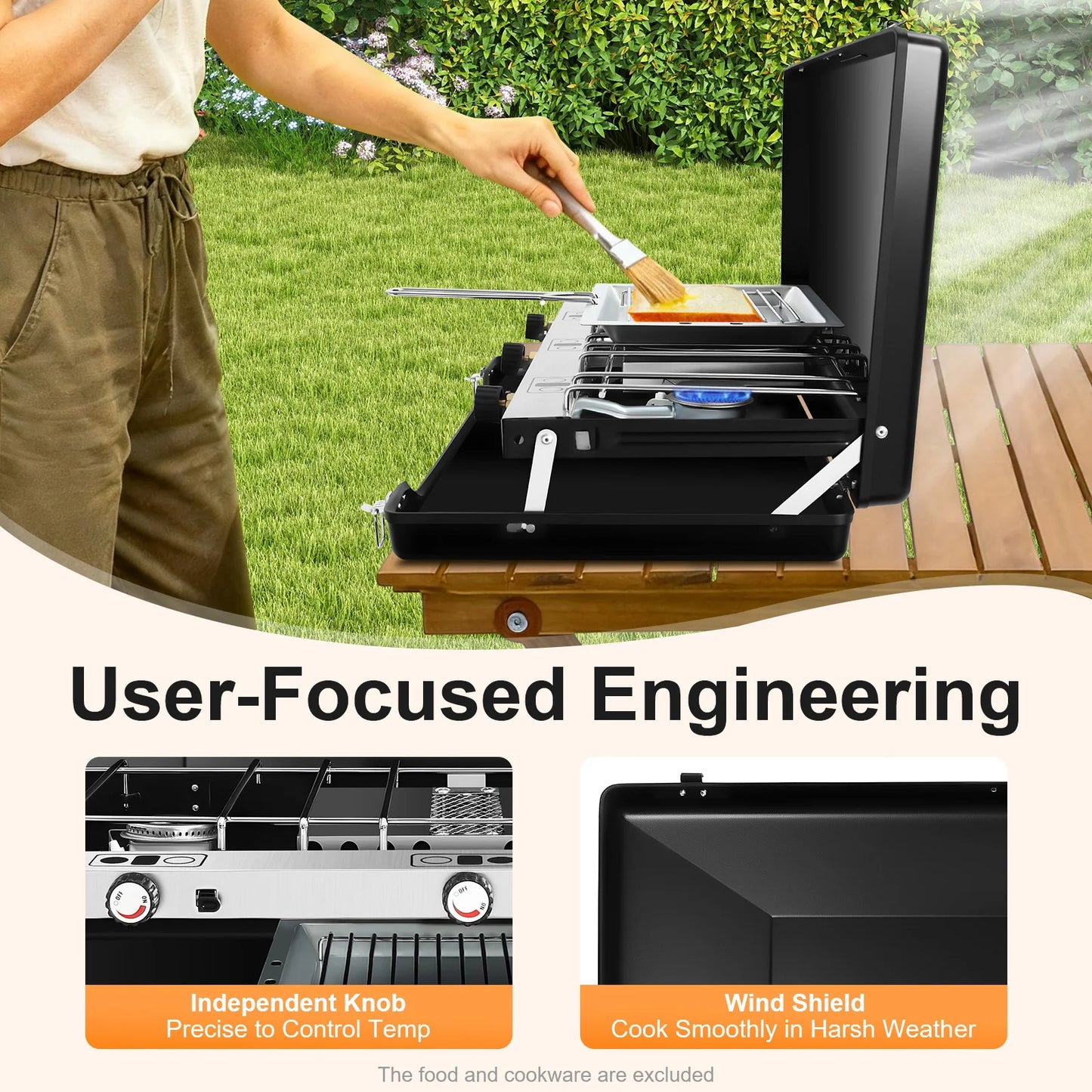 Portable 3 Burner Camping Stove Propane Butane Outdoor Gas Grill
