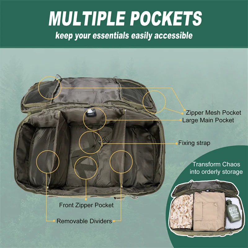 LQARMY Molle Tactical Backpack For Outdoor Hiking Camping Travel