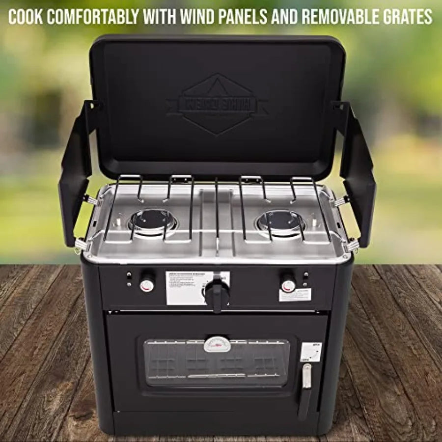 OLOEY Gas Camping Oven With Carry Bag Two Burner Stove
