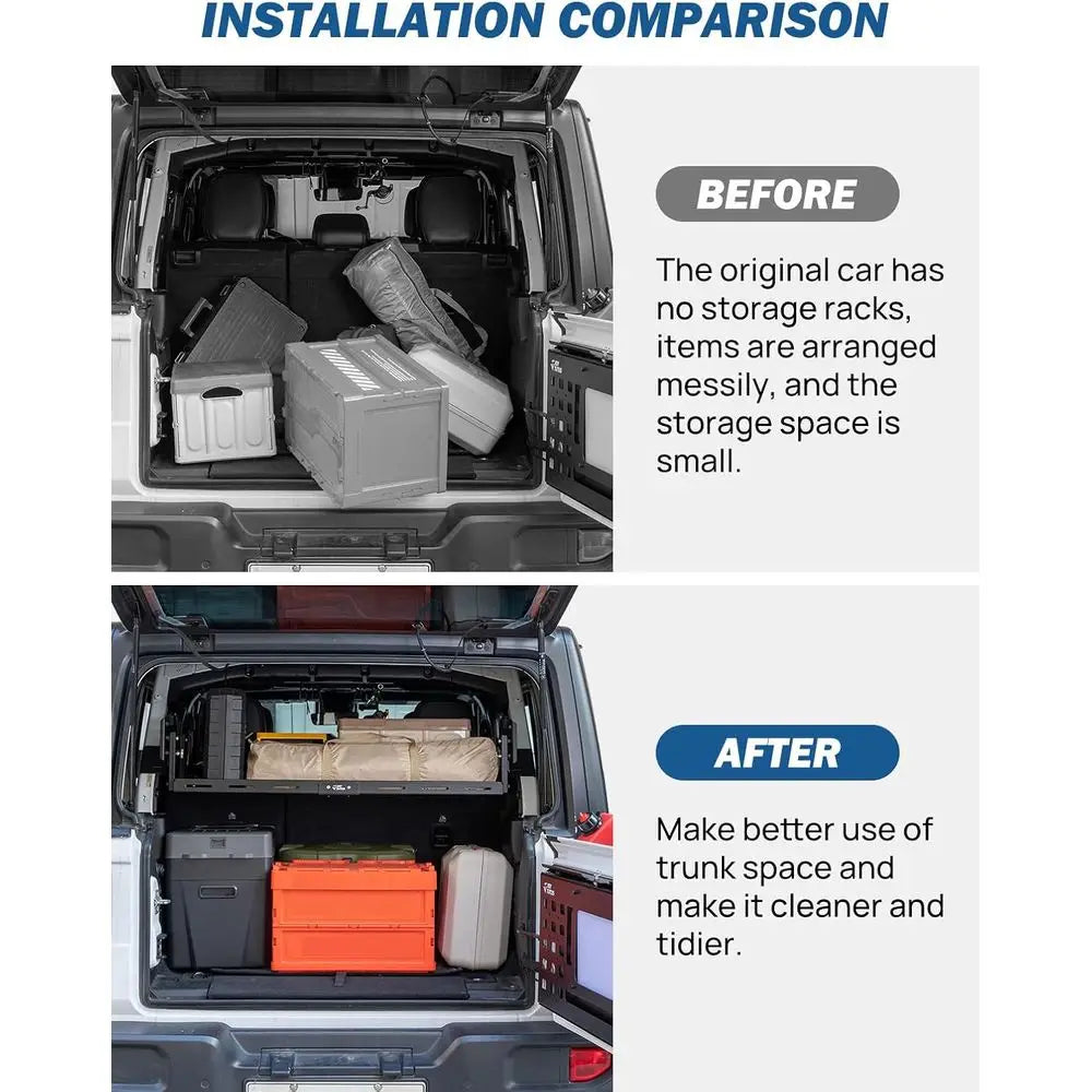 Wrangler JL Cargo Rack Basket 350 Lbs Adjustable Height