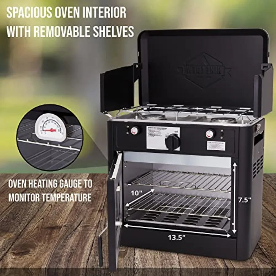 OLOEY Gas Camping Oven With Carry Bag Two Burner Stove