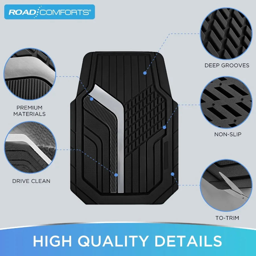 Heavy Duty Car Floor Mats Rubber Non Slip Universal Fit