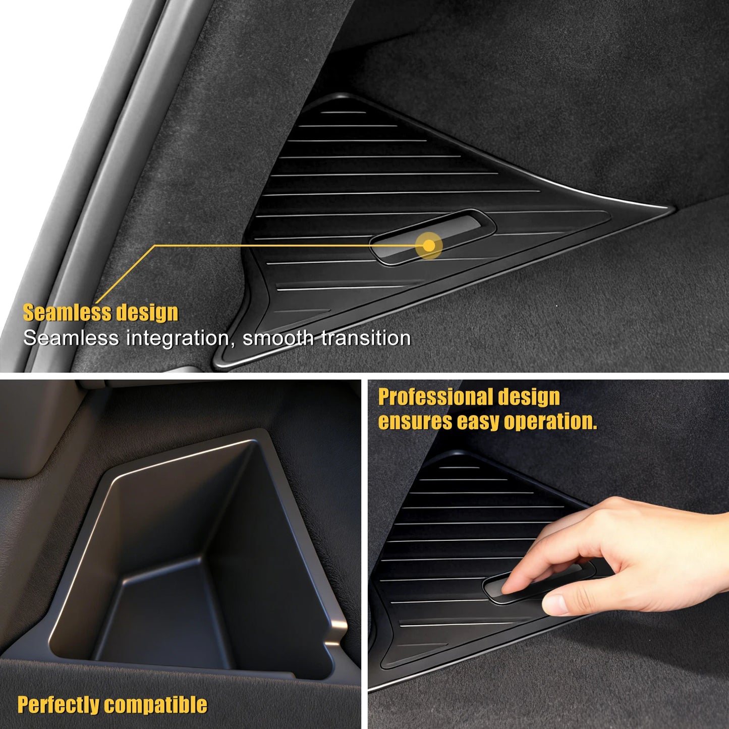 Tesla Model Y Trunk Side Storage Bins 3-Piece TPE Organizer