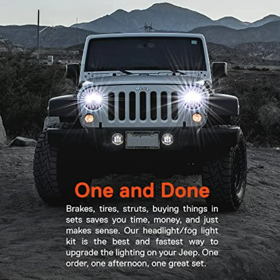H6024 LED Headlights and Fog Lights for Jeep Wrangler JK