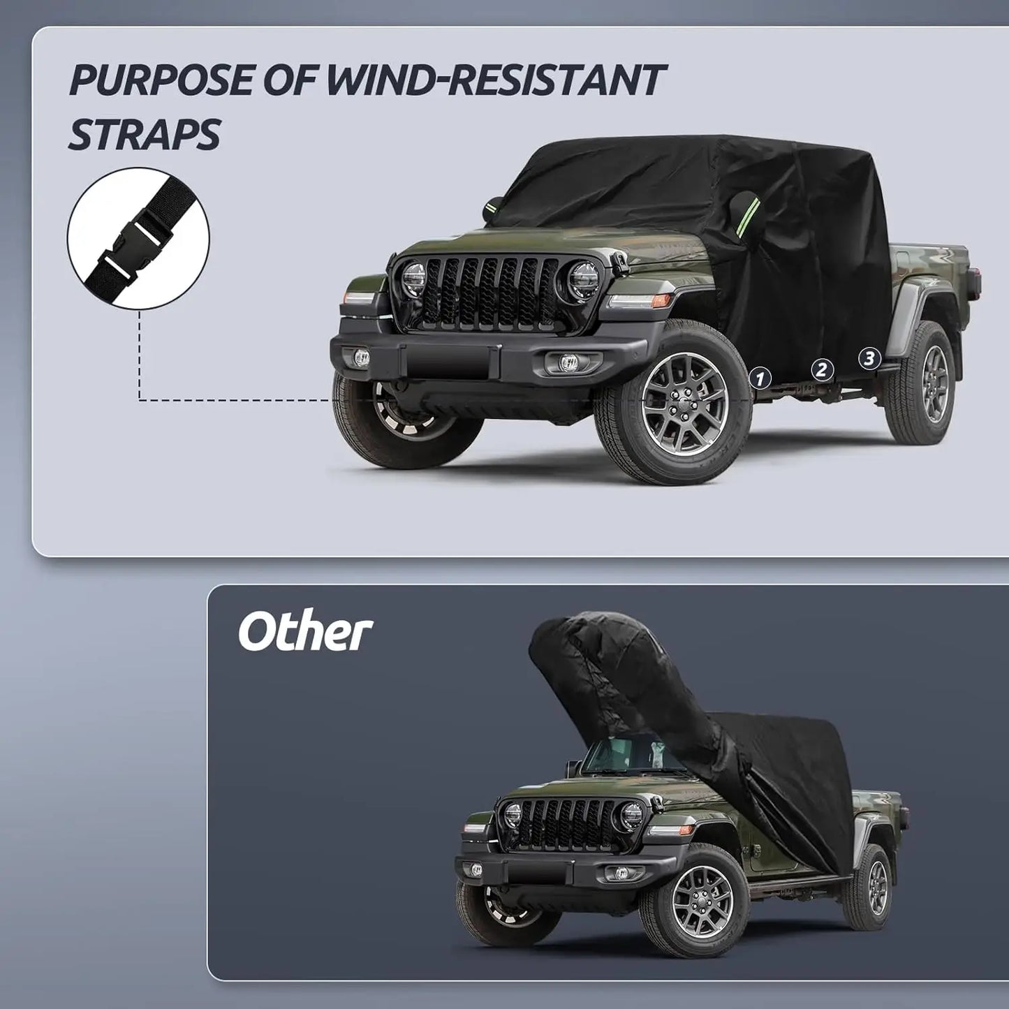 Jeep Gladiator Cab Cover All Weather Waterproof With Zipper Straps