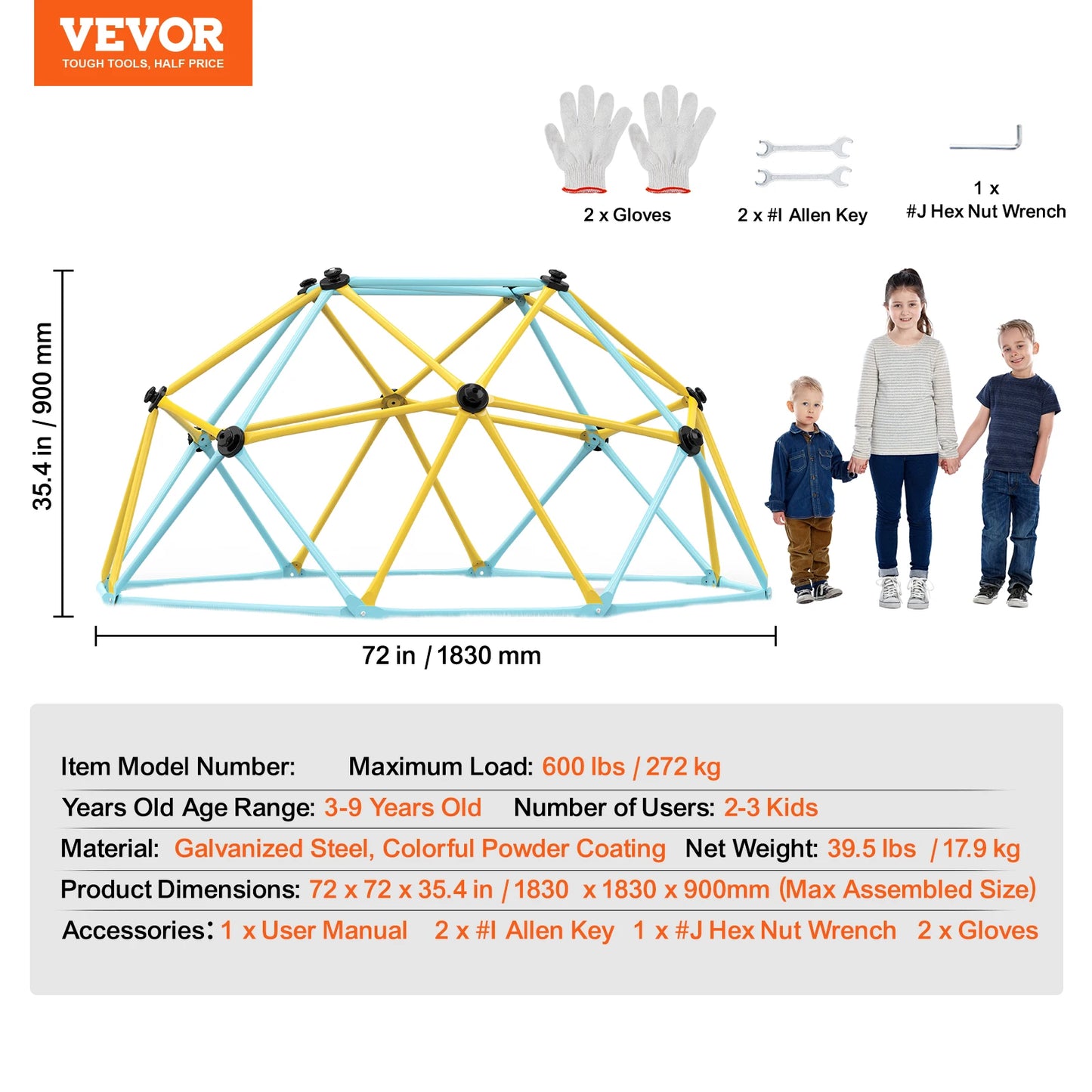 SucceBuy Geometric Dome Climber With Swing Hammock Outdoor