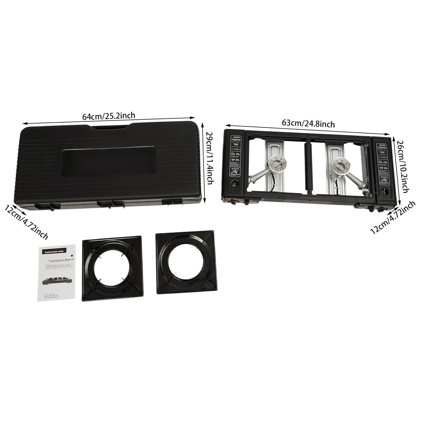 Two Burner Portable Camping Stove With Auto Ignition Baking Tray