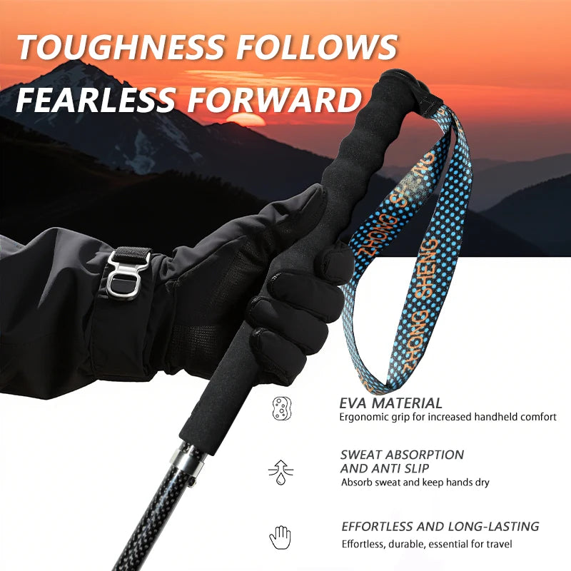 OKHEALING Lightweight Carbon Fiber Trekking Poles Telescopic Hiking Sticks